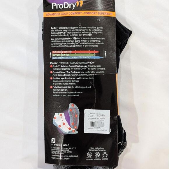 FootJoy ProDry Men’s Golf Ankle Socks 2 PACK Value Pack Black Gray Size L NWT - Picture 3 of 4